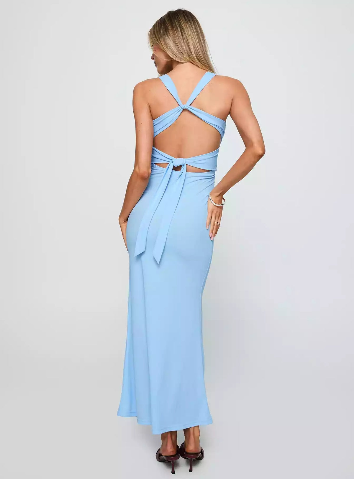 Elegantes vestidos de graduación sin forro, con escote en V, nudo en el pecho, espalda descubierta, cordones y cremallera lateral