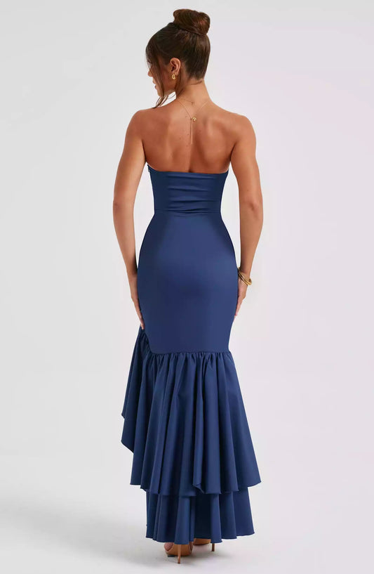 Elegant ruffled hemline, half body strapless, high and low hemline, both sweet and playful Prom Dresses