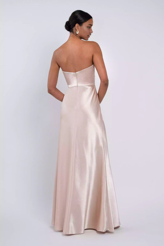 Elegant strapless round neck hanging tight corset with natural waist seam slanted cut tight corset Prom Dresses