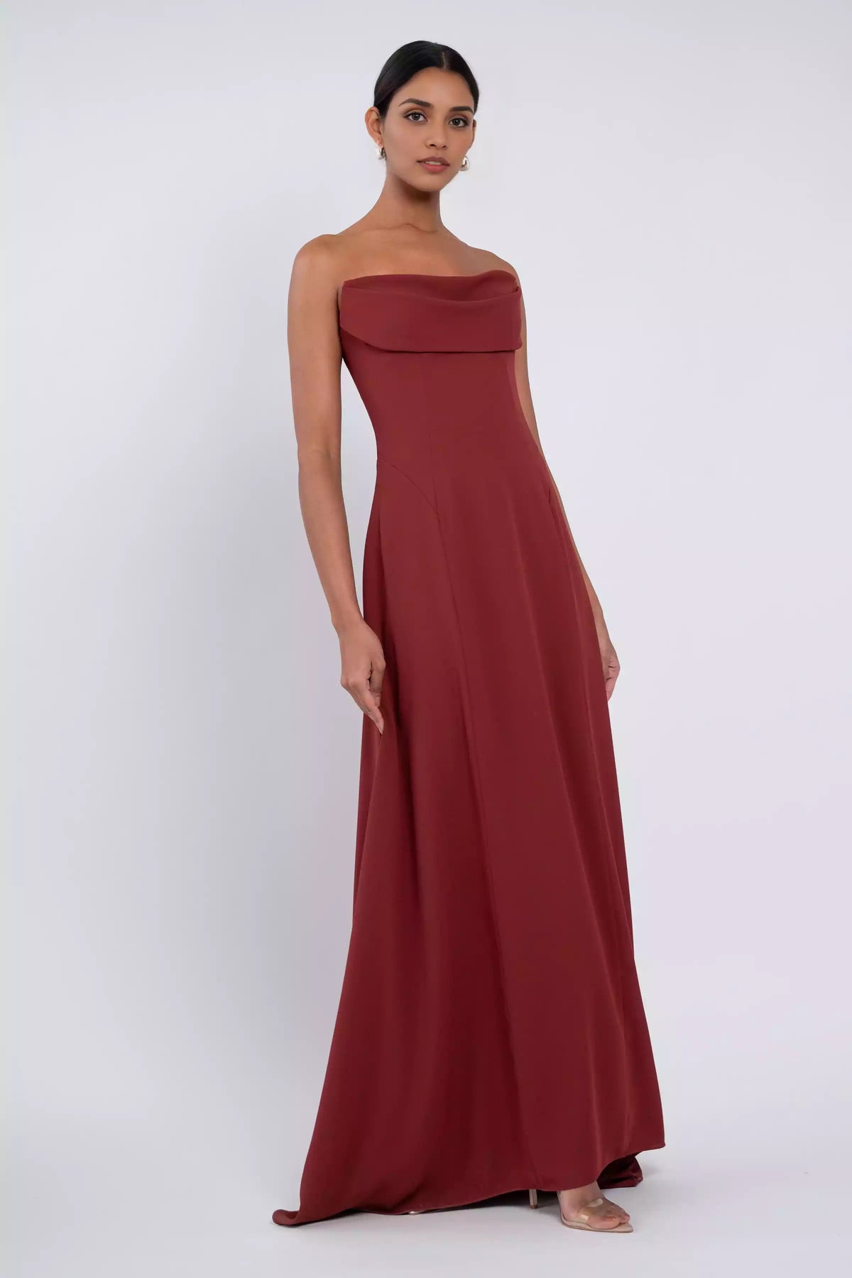 Elegant strapless round neck tight corset with princess line contour and full lining Prom Dresses