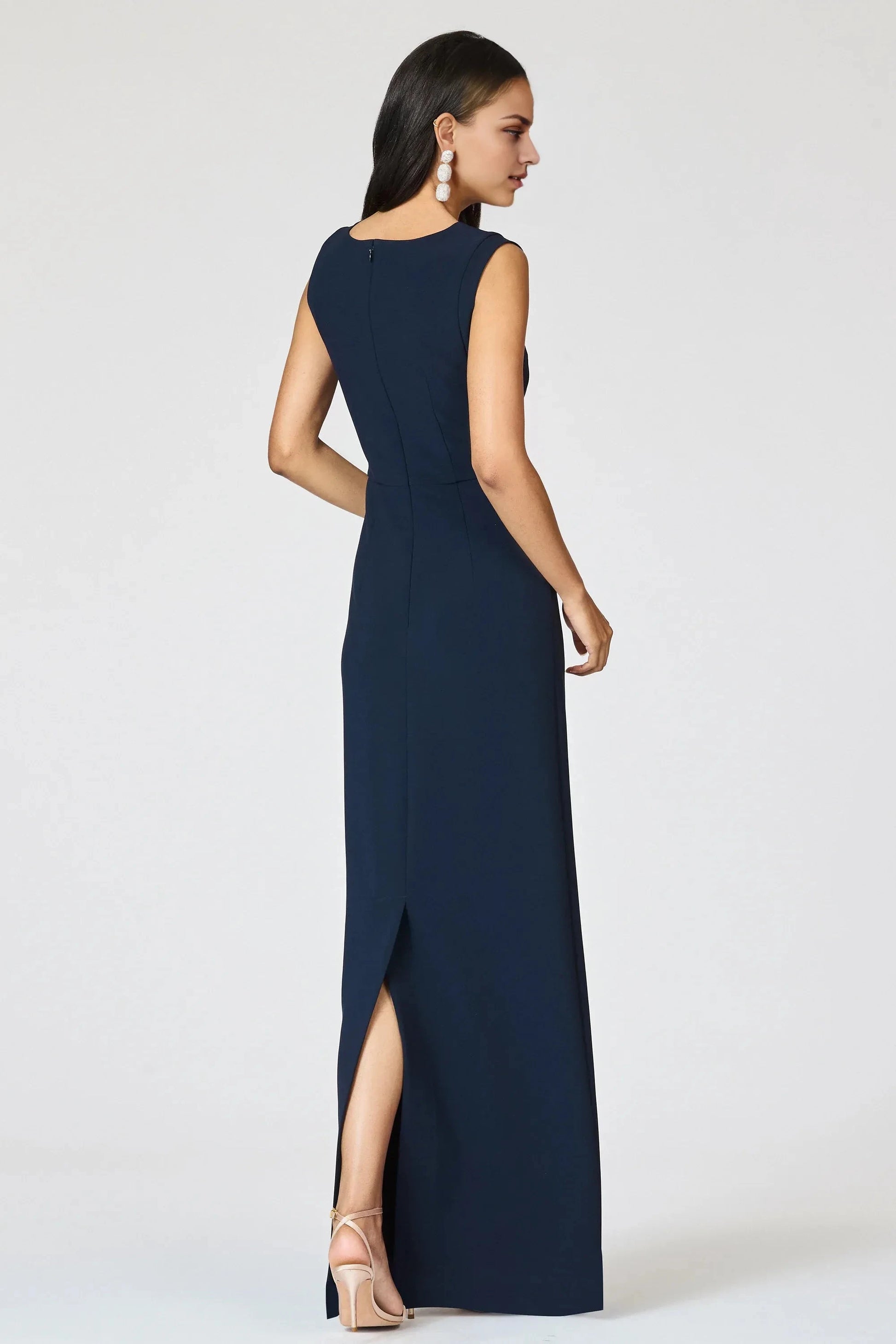 Embellished Sheath V Neck Sleeveless Zipper Back Floor Length Hot Sale Evening Dress by YiHuiw
