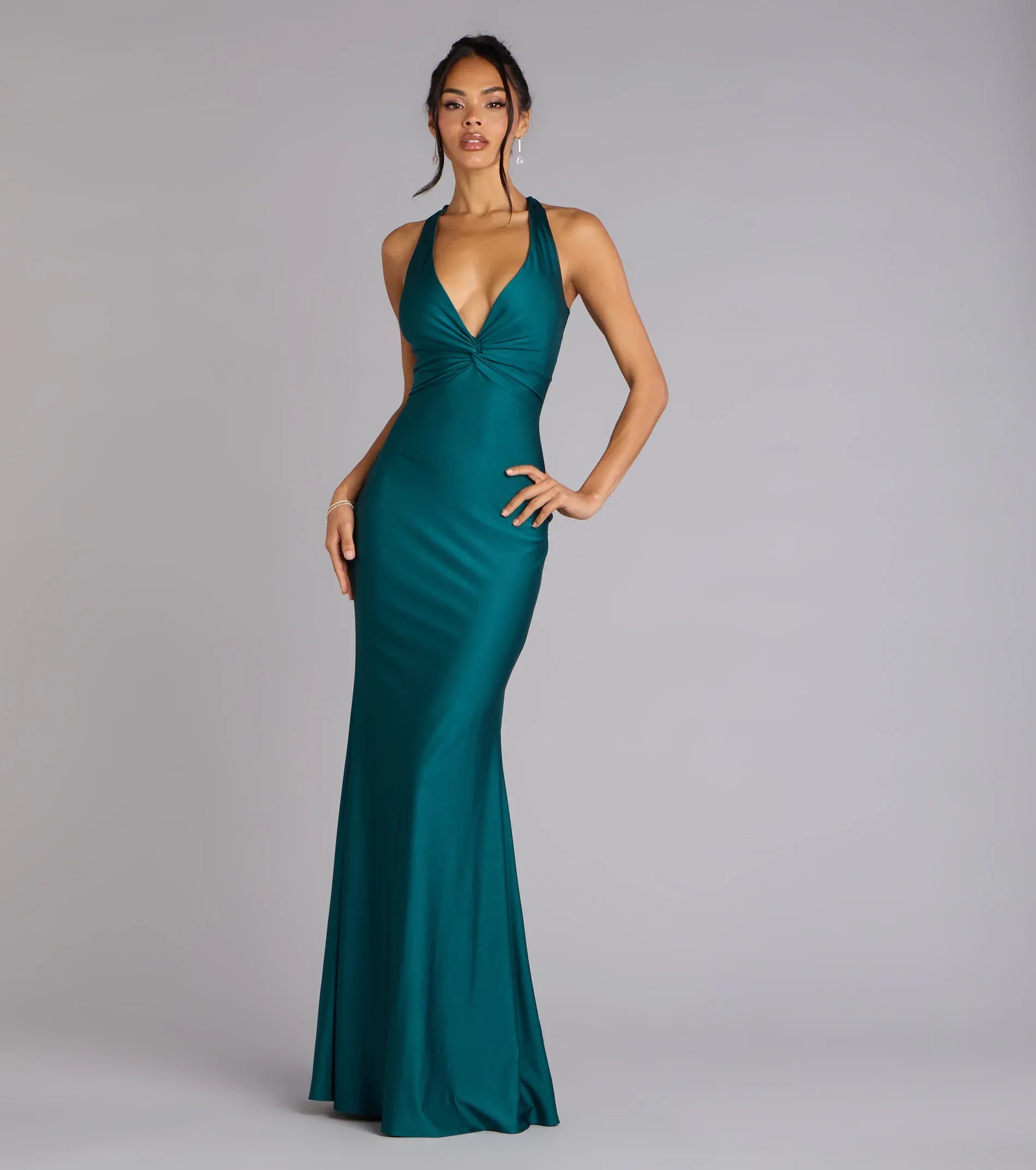 Mermaid Halter Satin Floor-Length Wedding Dress - Yihuiw by Yihuiw