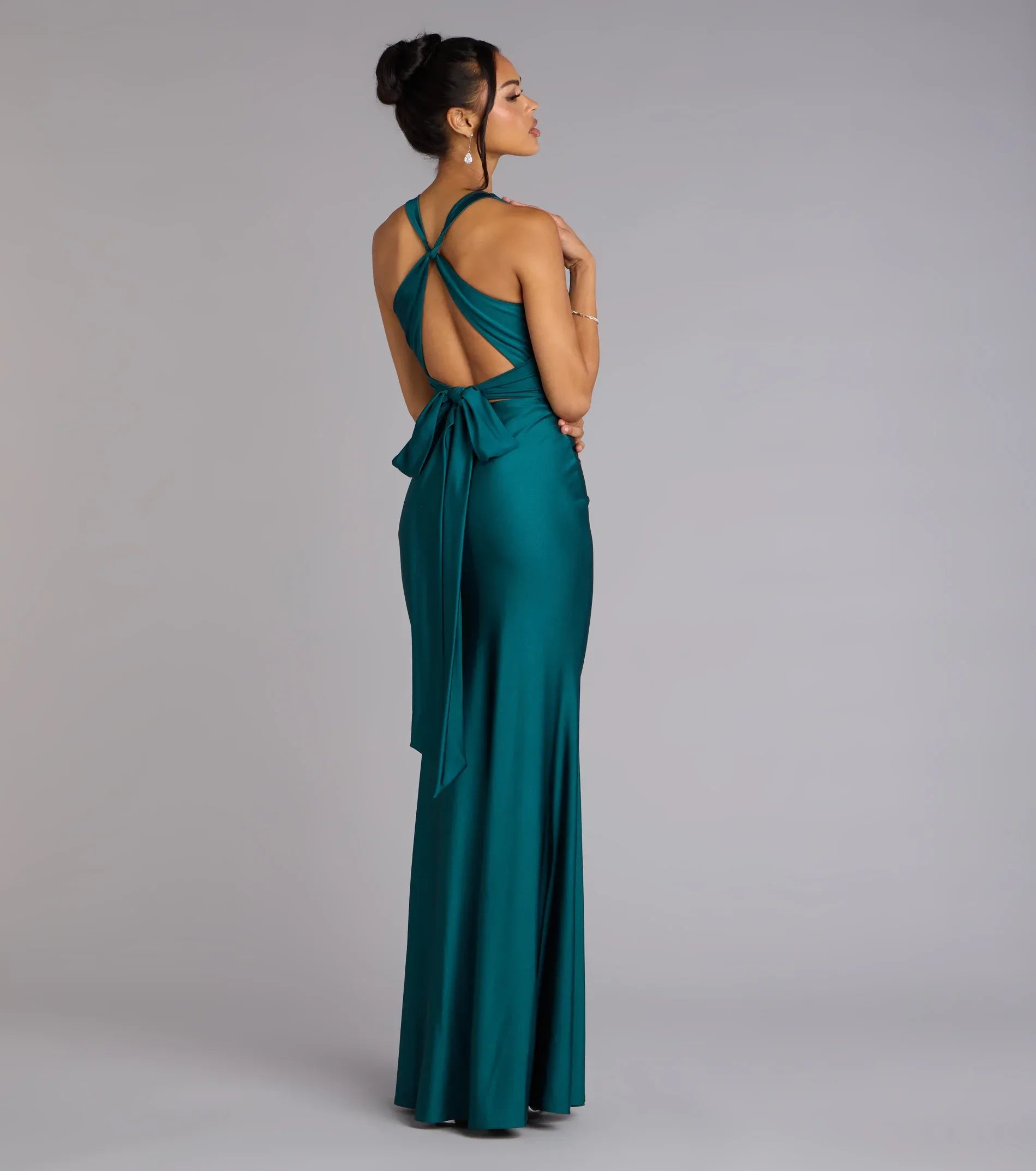 Mermaid Halter Satin Floor-Length Wedding Dress - Yihuiw by Yihuiw