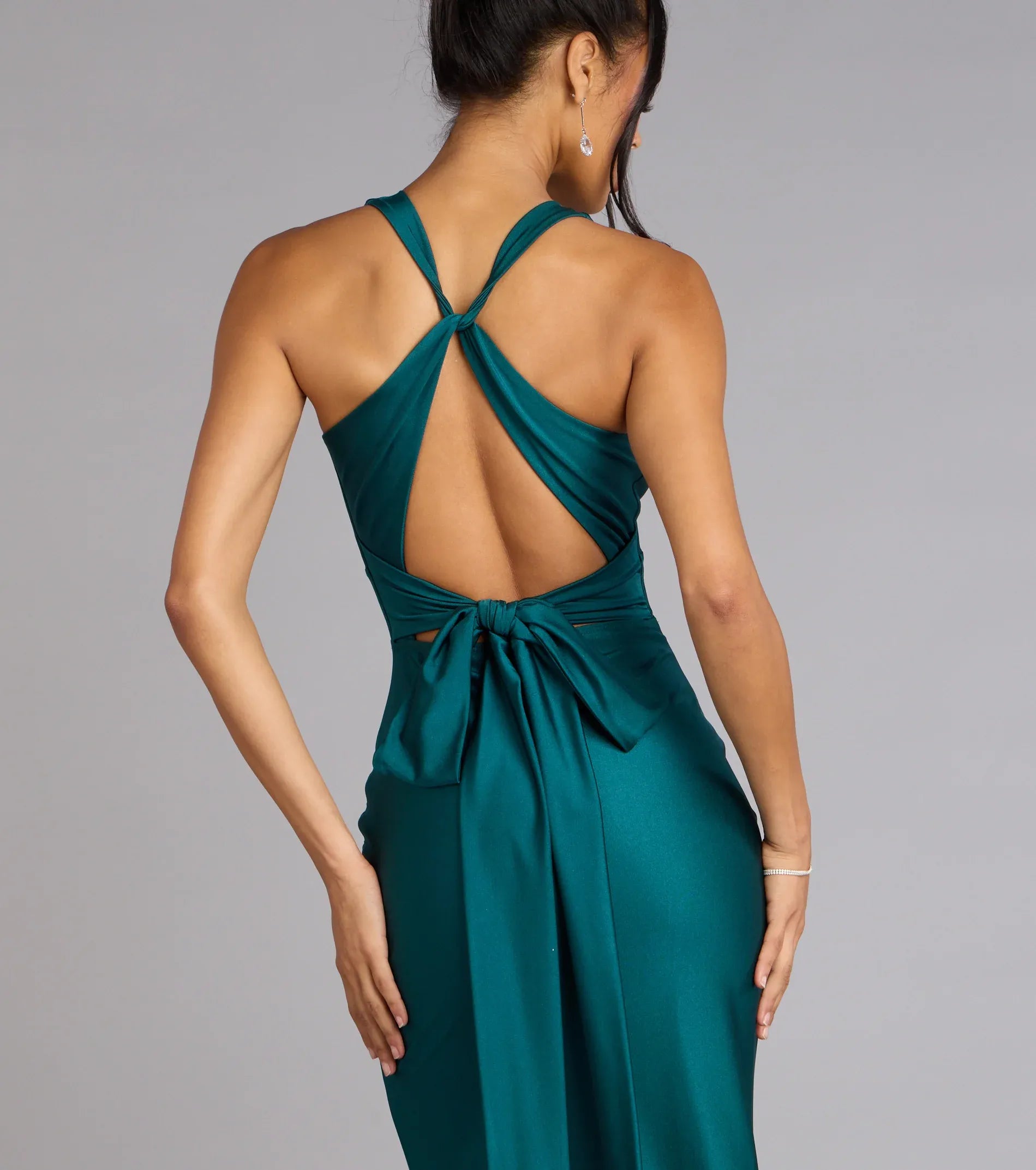 Mermaid Halter Satin Floor-Length Wedding Dress - Yihuiw by Yihuiw