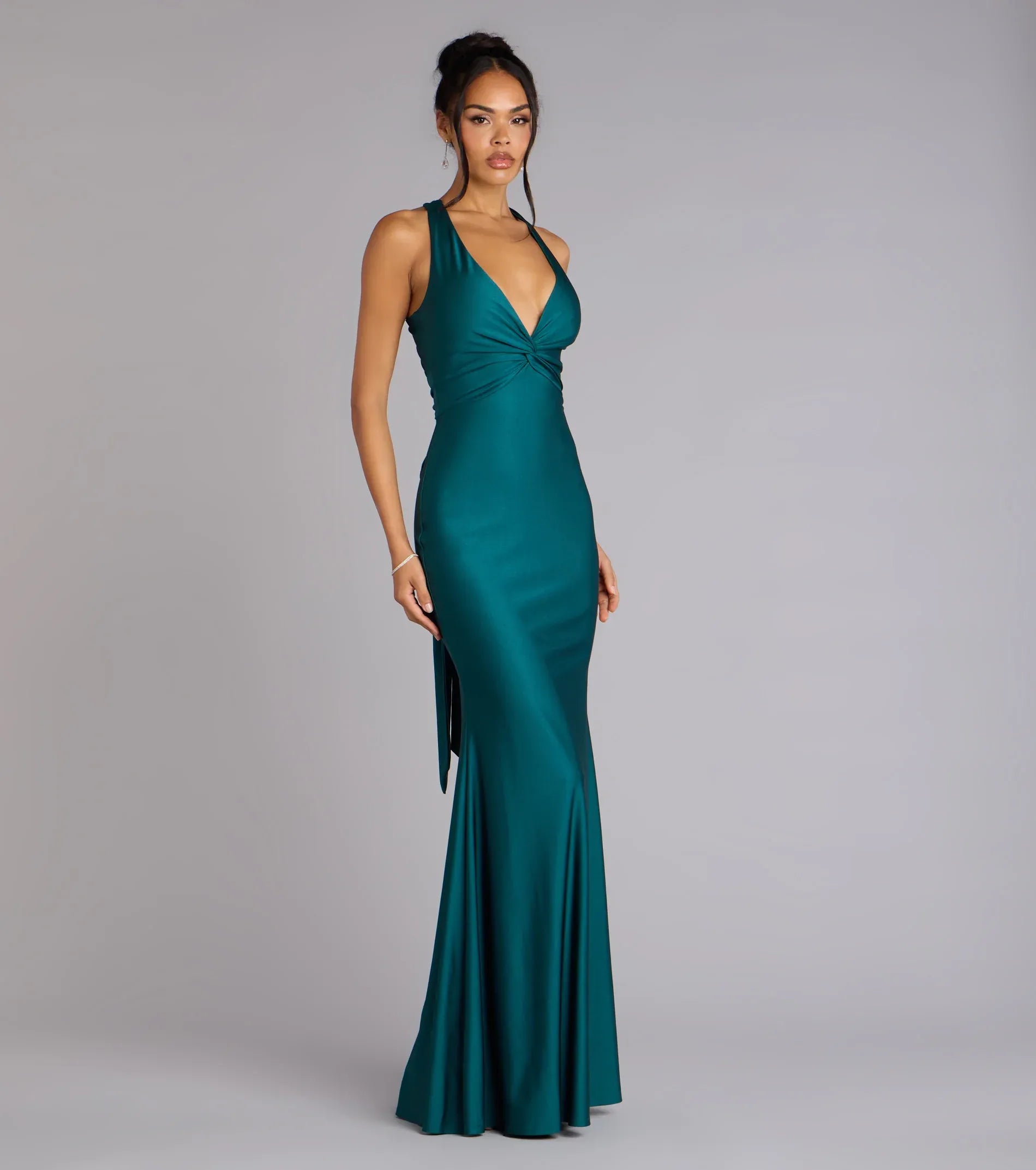 Mermaid Halter Satin Floor-Length Wedding Dress - Yihuiw by Yihuiw