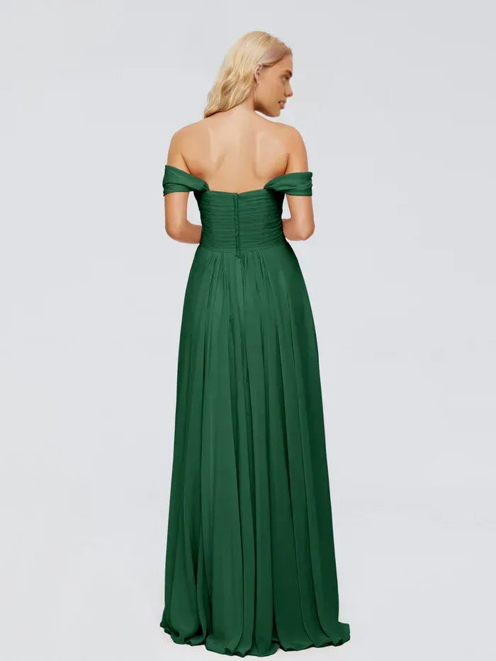A-Line Sweetheart Chiffon Ruched Floor-Length Wedding Dress - Yihuiw by Yihuiw