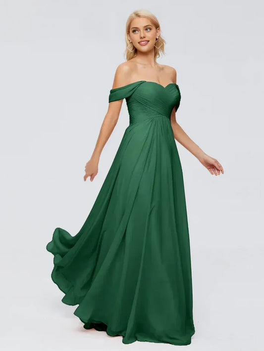 A-Line Sweetheart Chiffon Ruched Floor-Length Wedding Dress - Yihuiw by Yihuiw