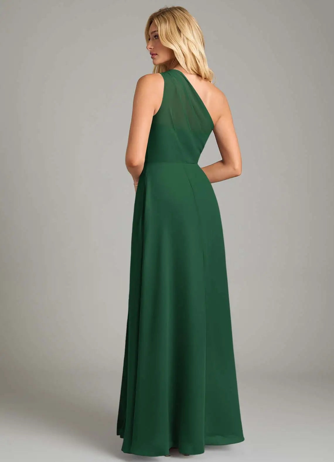 A-Line One-Shoulder Chiffon High Slit Floor-Length Wedding Dress - Yihuiw by Yihuiw