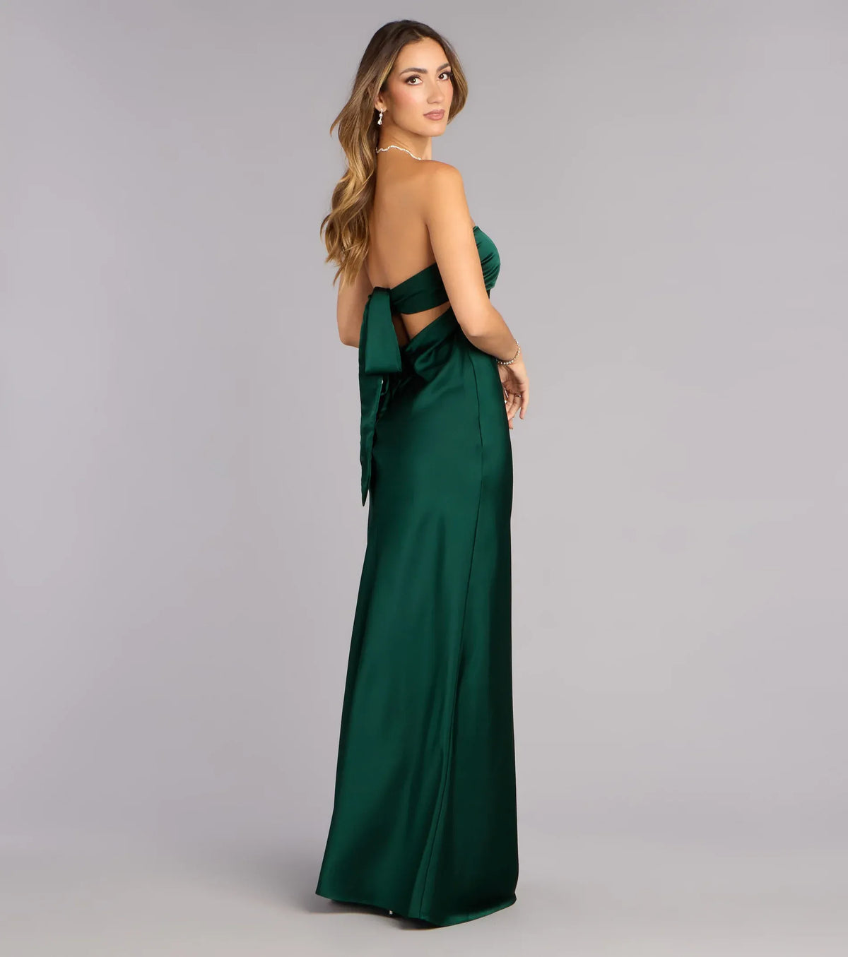 Strapless Satin Cutout Floor-Length Wedding Dress - Yihuiw by Yihuiw