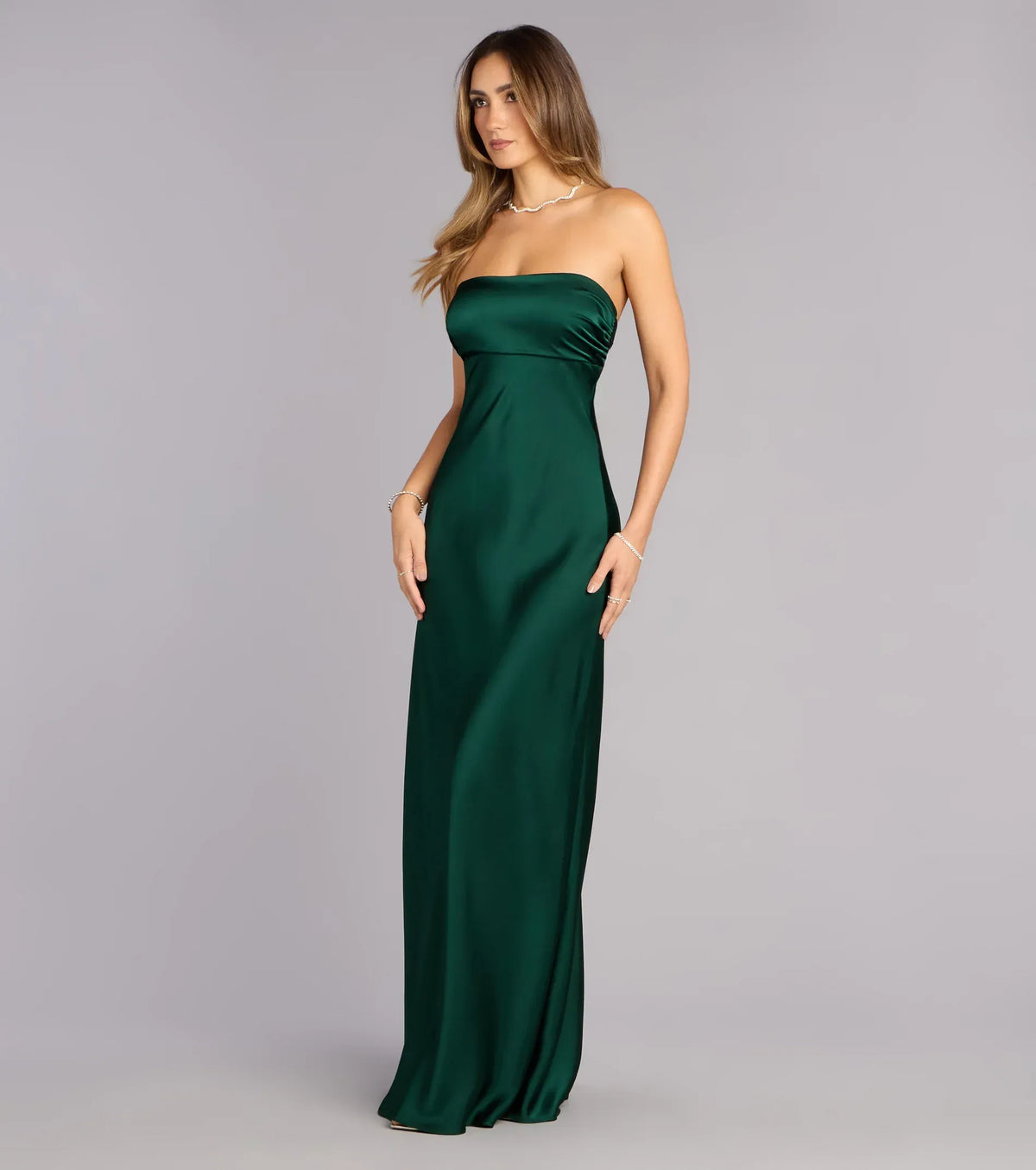Strapless Satin Cutout Floor-Length Wedding Dress - Yihuiw by Yihuiw