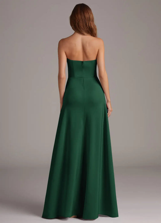 Mermaid Strapless Satin High Slit Floor-Length Wedding Dress - Yihuiw by Yihuiw