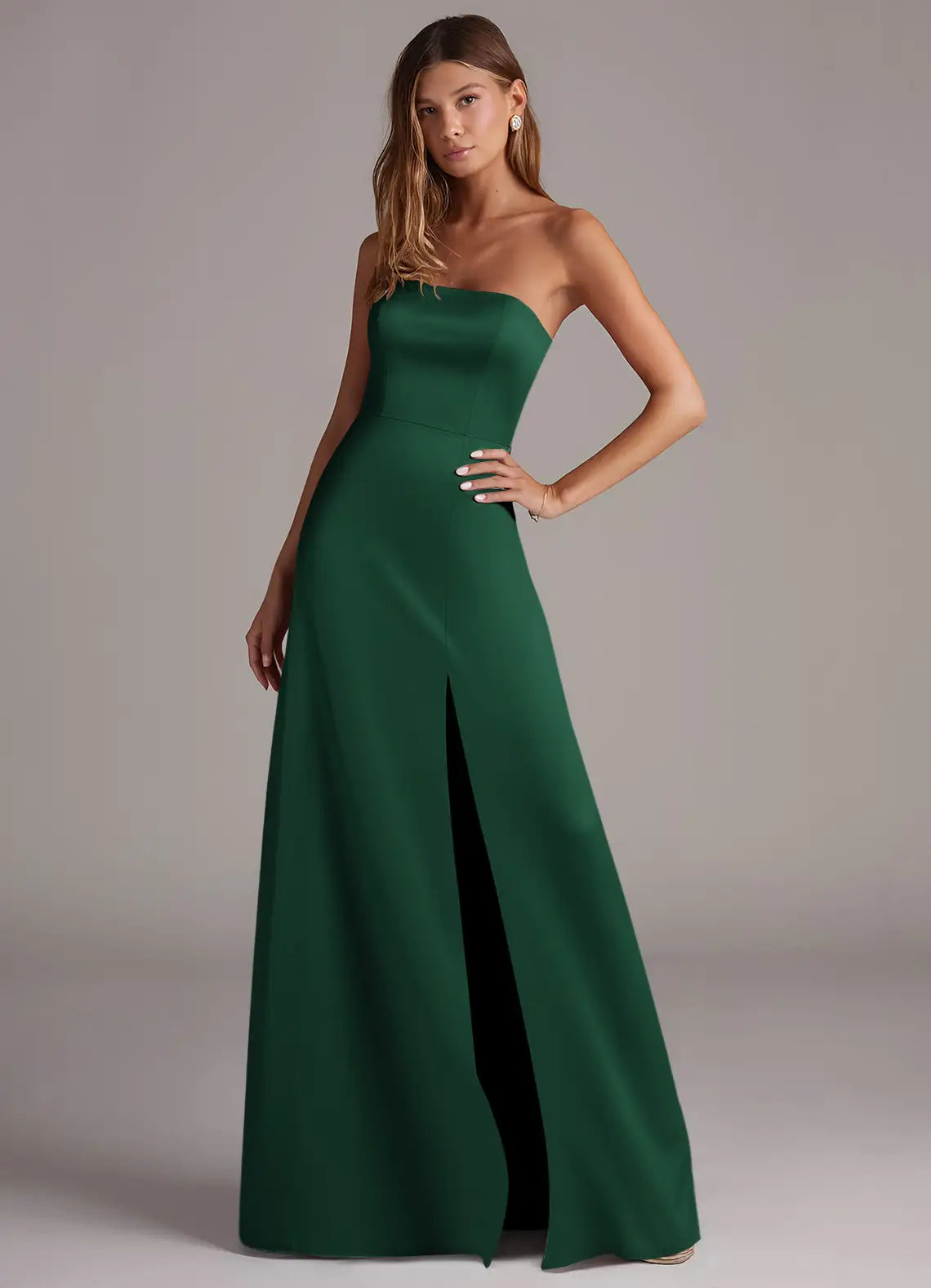 Mermaid Strapless Satin High Slit Floor-Length Wedding Dress - Yihuiw by Yihuiw