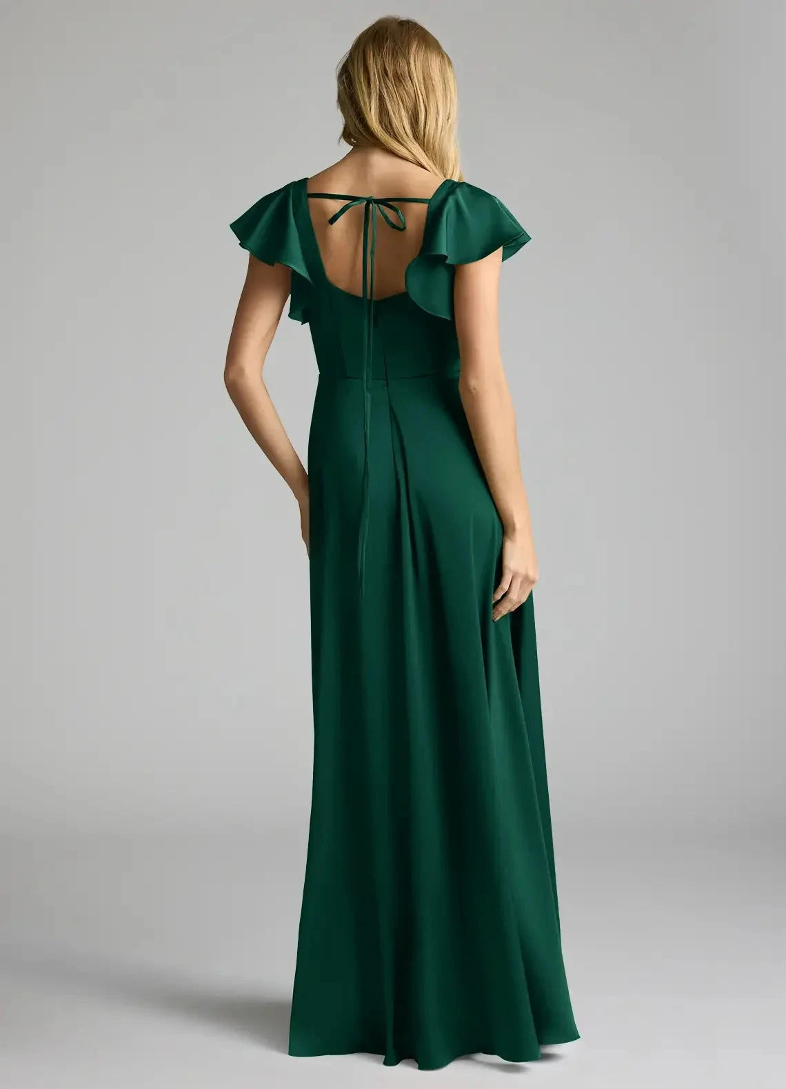 Emerald A-Line Bow Stretch Satin Dress simple gentle atmospheric and unique desi Bring summer colors to enhance white by YiHuiw