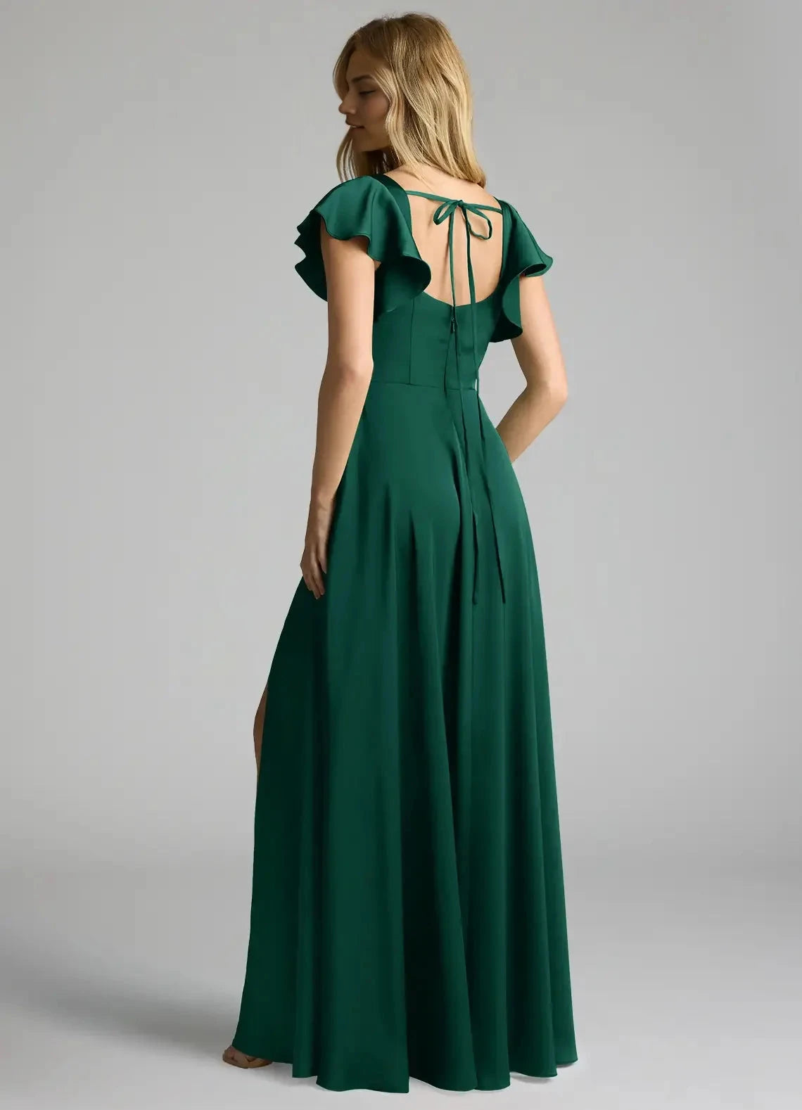 Emerald A-Line Bow Stretch Satin Dress simple gentle atmospheric and unique desi Bring summer colors to enhance white by YiHuiw