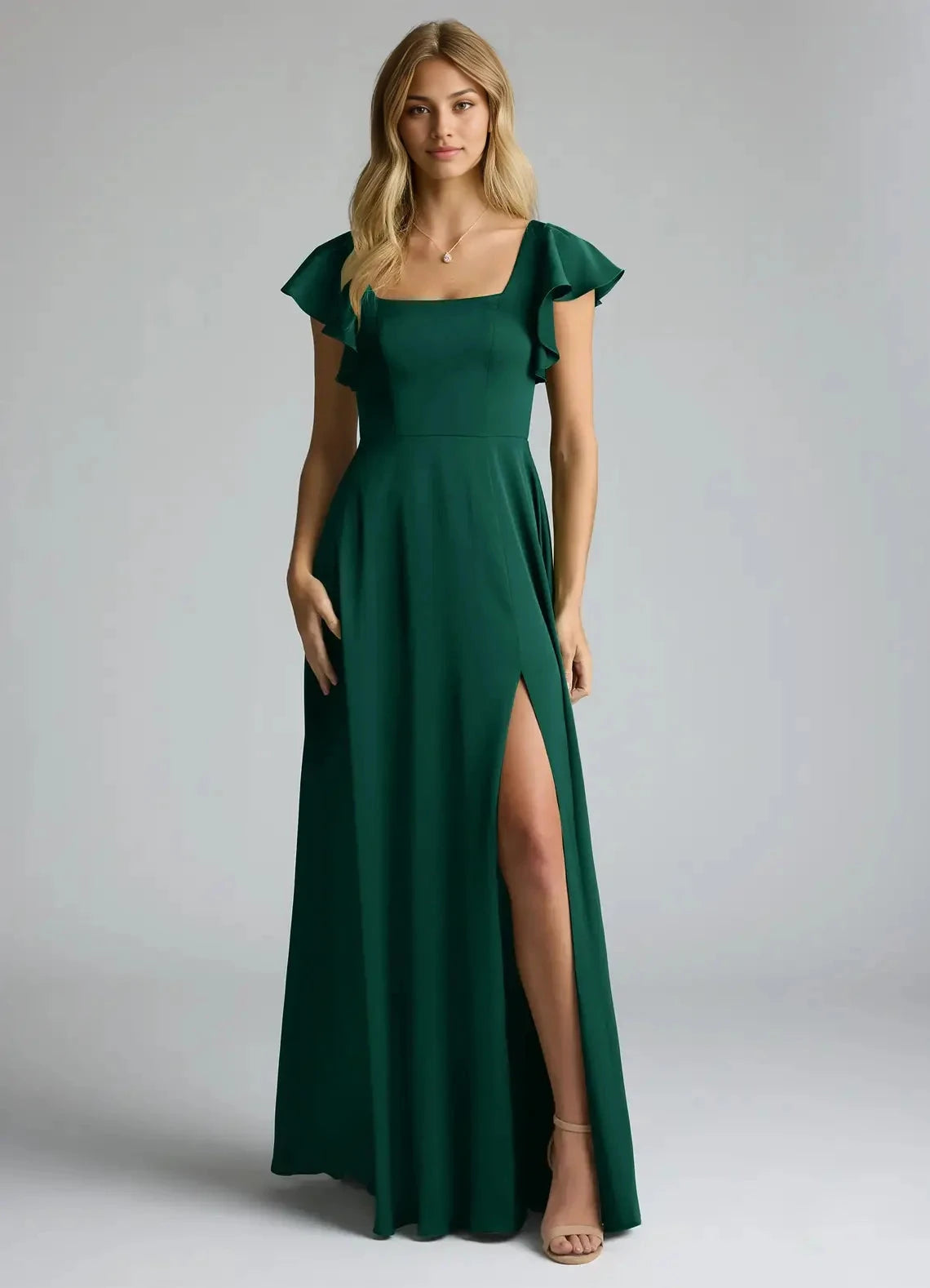 Emerald A-Line Bow Stretch Satin Dress simple gentle atmospheric and unique desi Bring summer colors to enhance white by YiHuiw