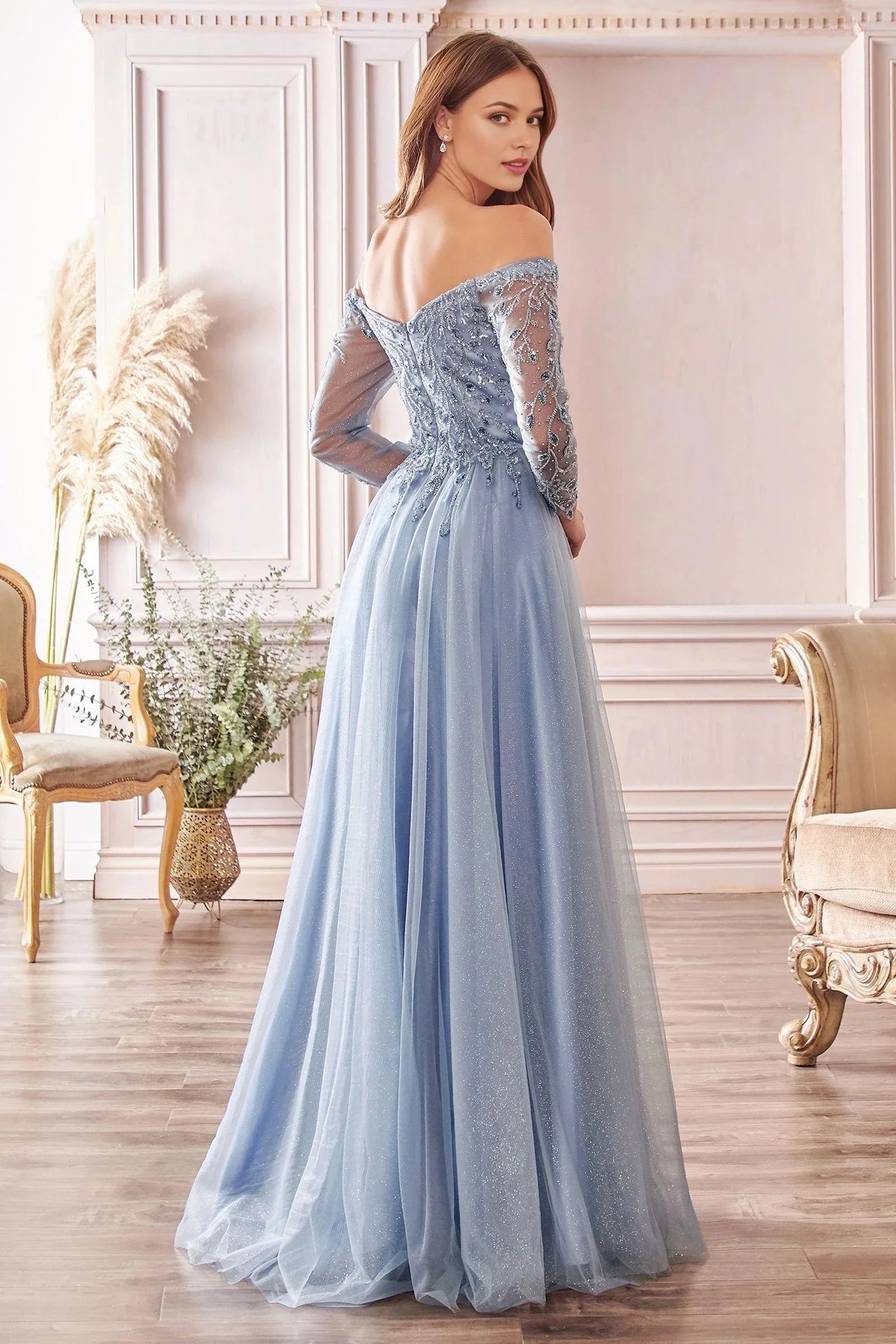 Enchanting A-Line Sweetheart Off Shoulder Open Back Floor Length Prom Dress by YiHuiw