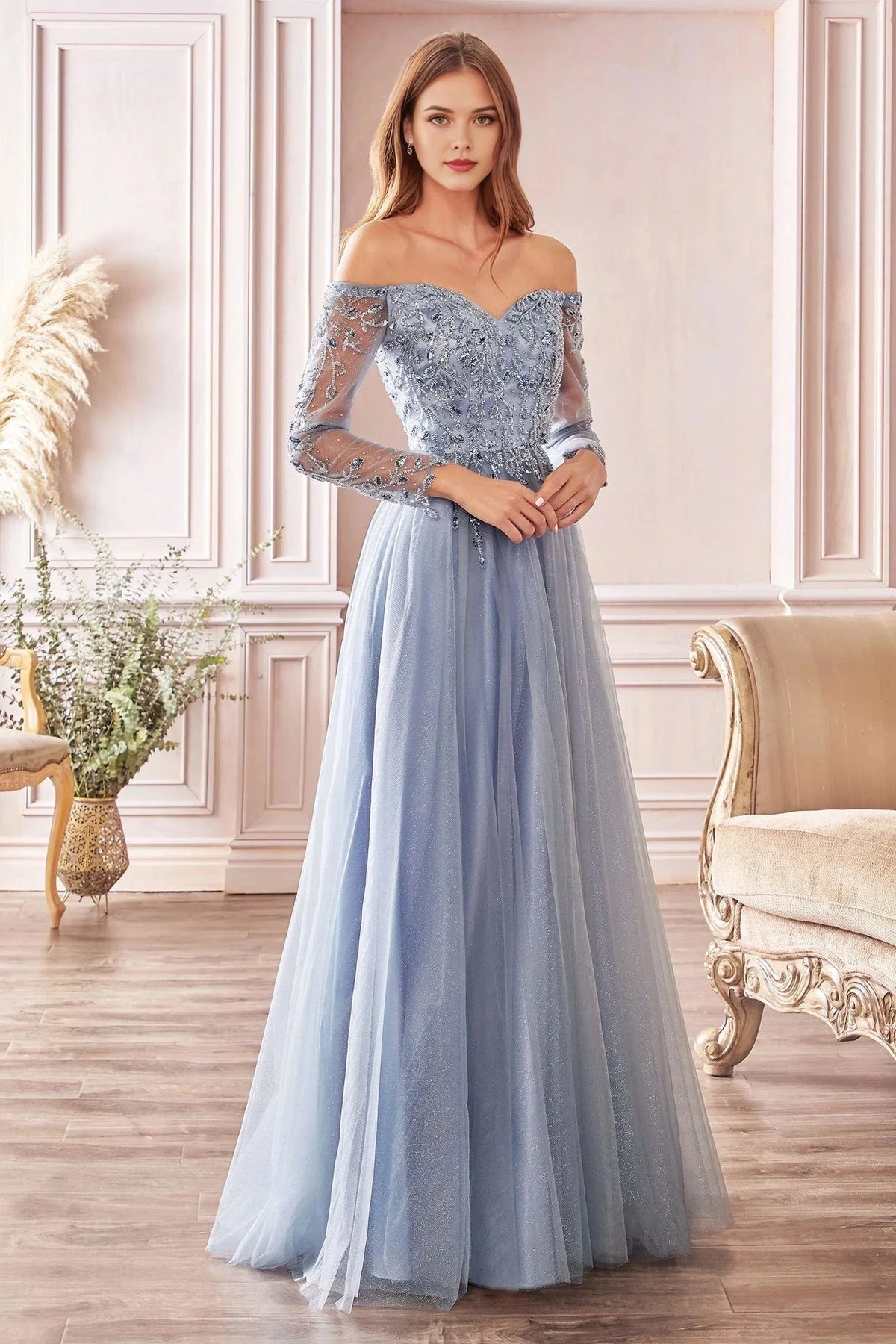Enchanting A-Line Sweetheart Off Shoulder Open Back Floor Length Prom Dress by YiHuiw
