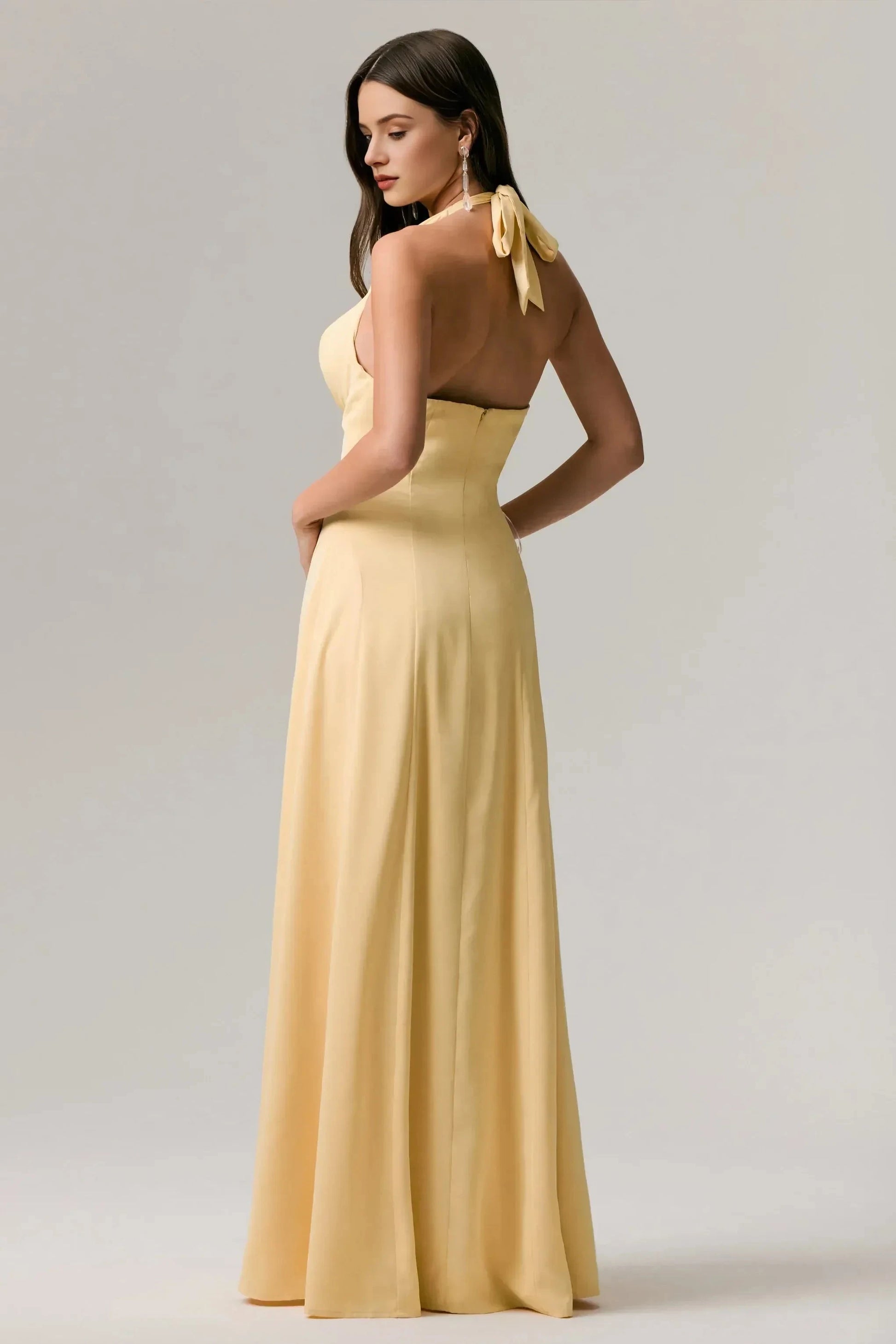 Enchanting Mermaid Halter Neck Sleeveless Open Back Floor Length Prom Dress by YiHuiw