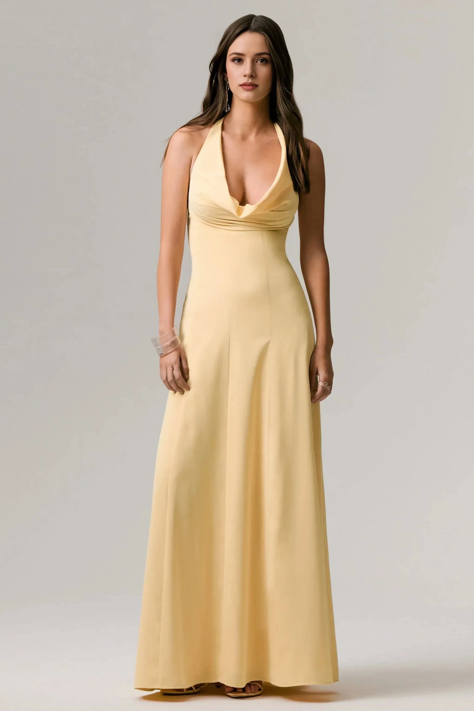 Enchanting Mermaid Halter Neck Sleeveless Open Back Floor Length Prom Dress by YiHuiw