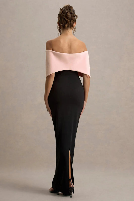 Enchanting Mermaid Off Shoulder Bow Accent Sleeveless High Slit Floor Length Prom Dress by YiHuiw