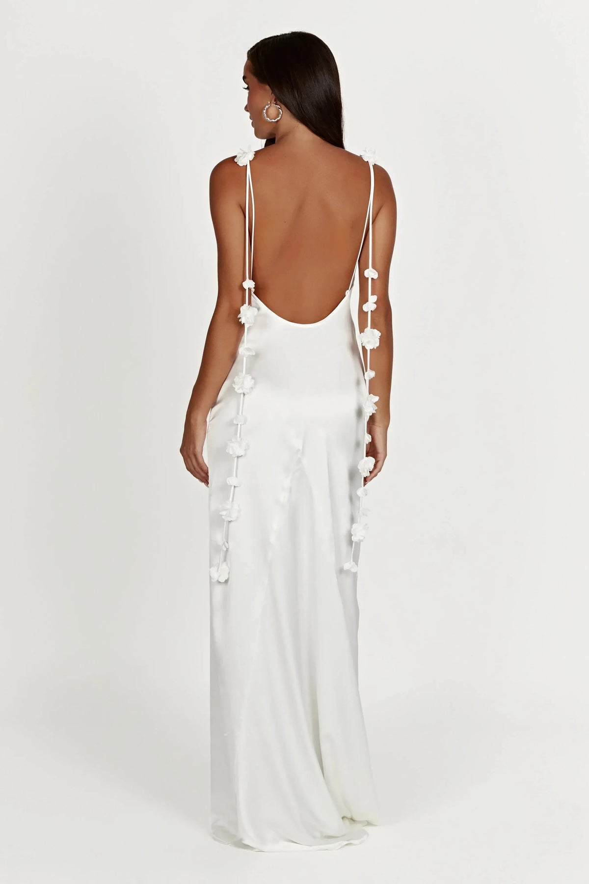 Enchanting Sheath Cowl Neck Spaghetti Strap Floral Detail Open Back Floor Length Prom Dress by YiHuiw