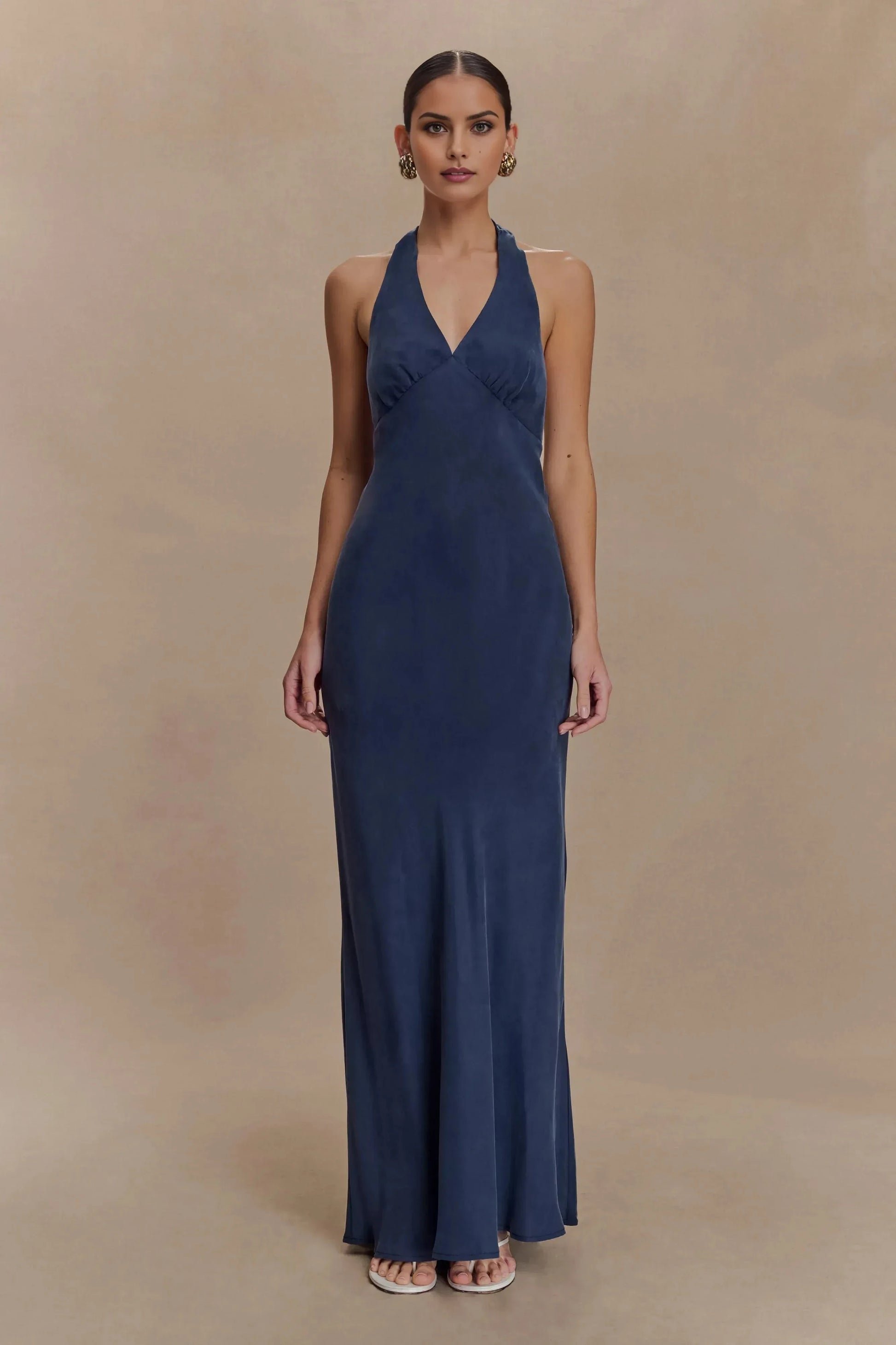 Enchanting Sheath Halter Neck Sleeveless Tie Back Open Back Floor Length Prom Dress by YiHuiw