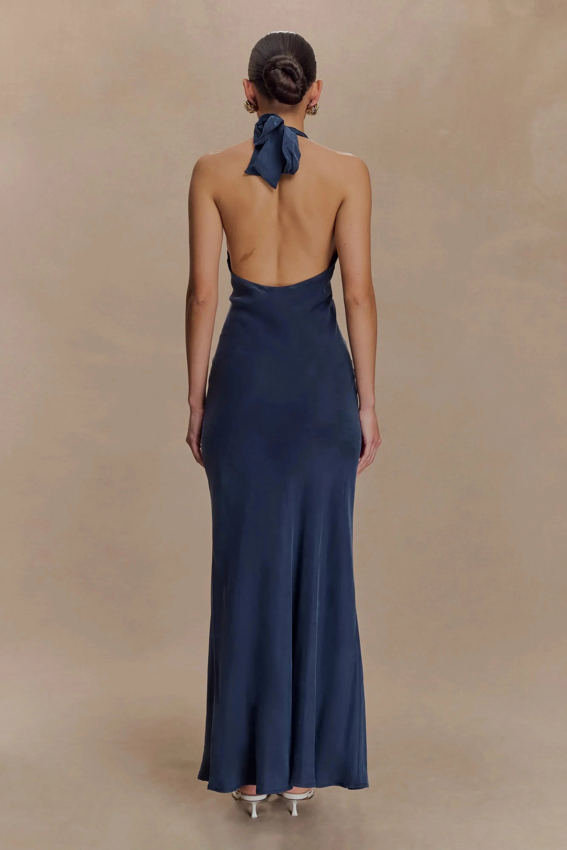 Enchanting Sheath Halter Neck Sleeveless Tie Back Open Back Floor Length Prom Dress by YiHuiw