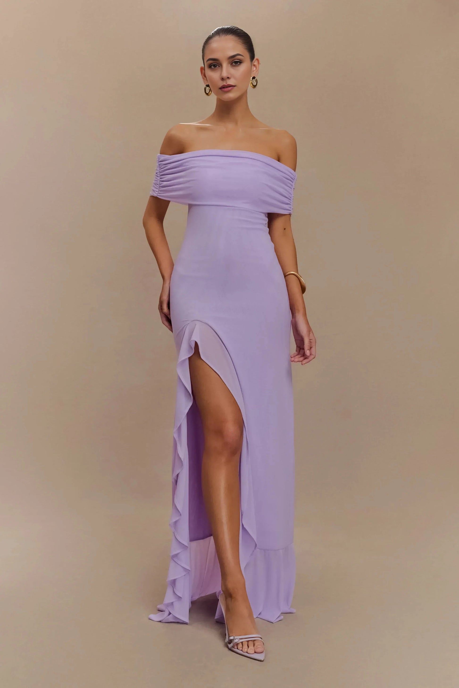 Enchanting Sheath Off Shoulder Short Sleeve Open Back Floor Length Prom Dress by YiHuiw