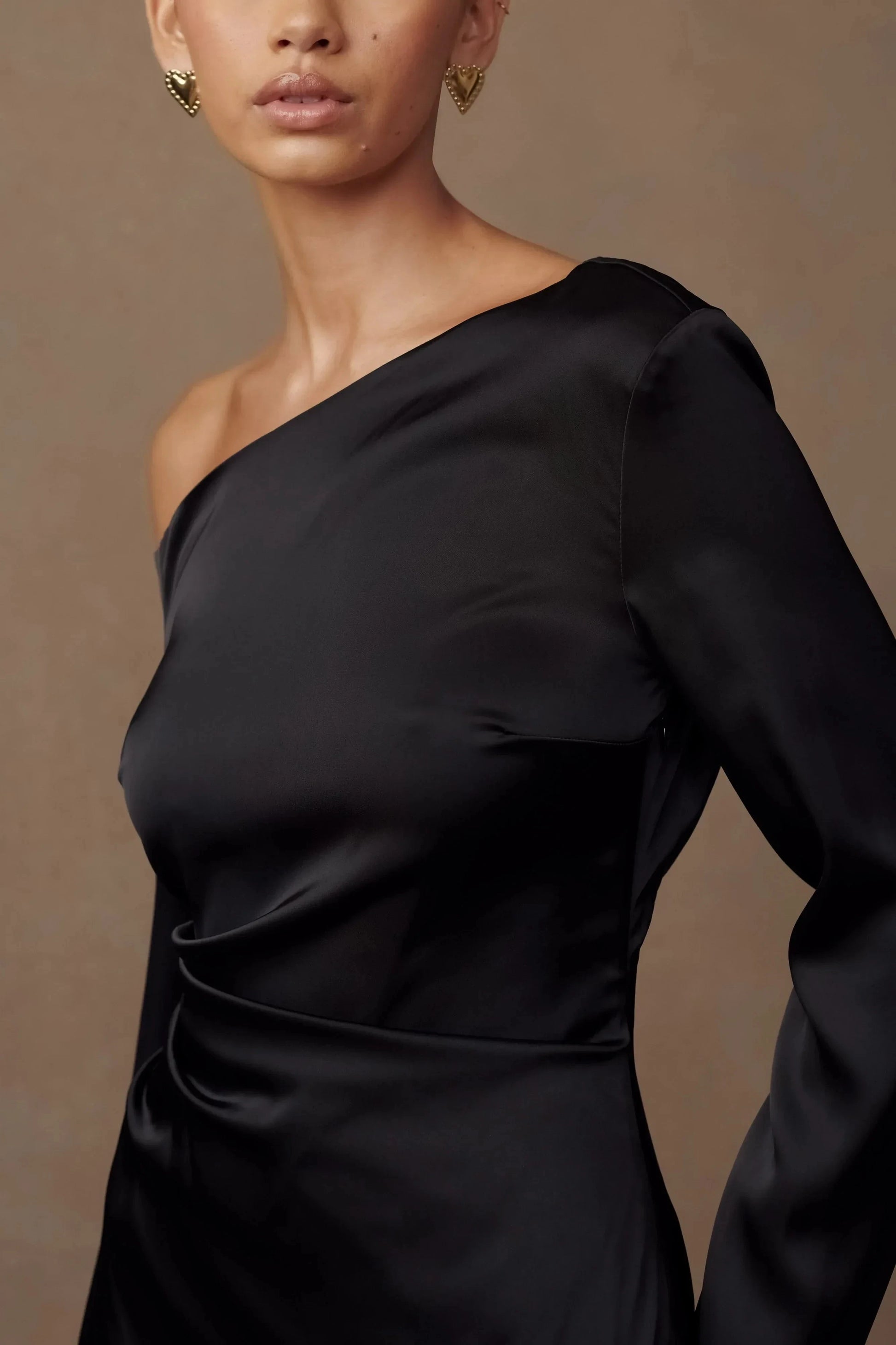Enchanting Sheath One Shoulder Long Sleeve Ruched Back Floor Length Prom Dress by YiHuiw