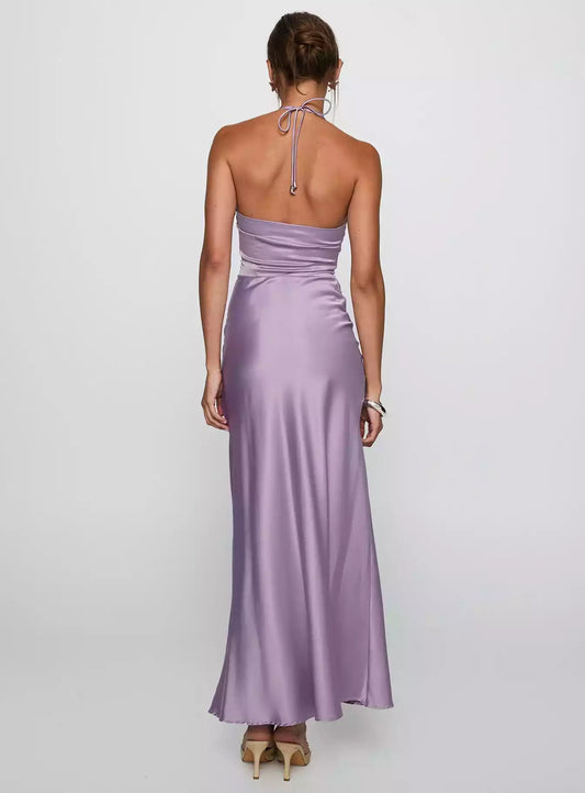 Enchanting deep V-neck pleated details with hidden side zipper, adjustable neck strap, fully lined Prom Dresses