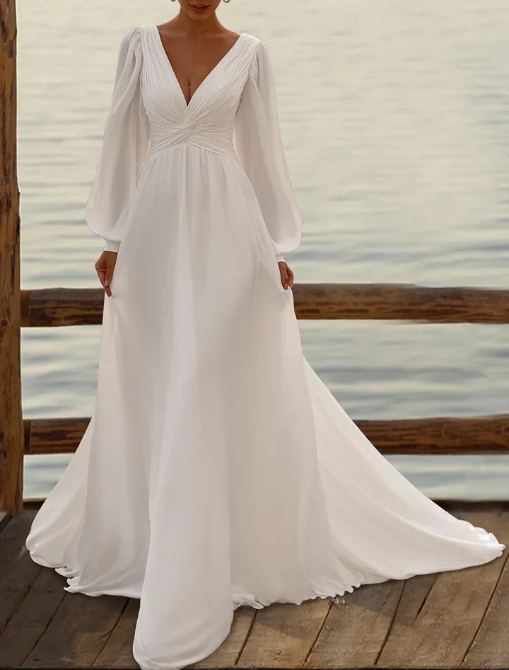 Floor-Length Wedding Dress - Yihuiw by Yihuiw