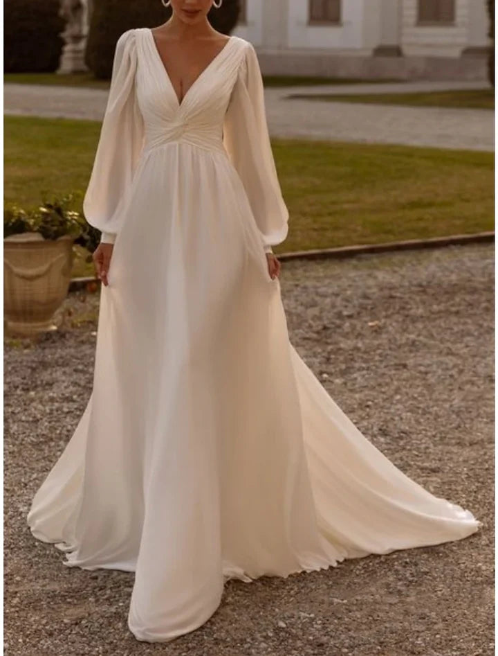 Floor-Length Wedding Dress - Yihuiw by Yihuiw