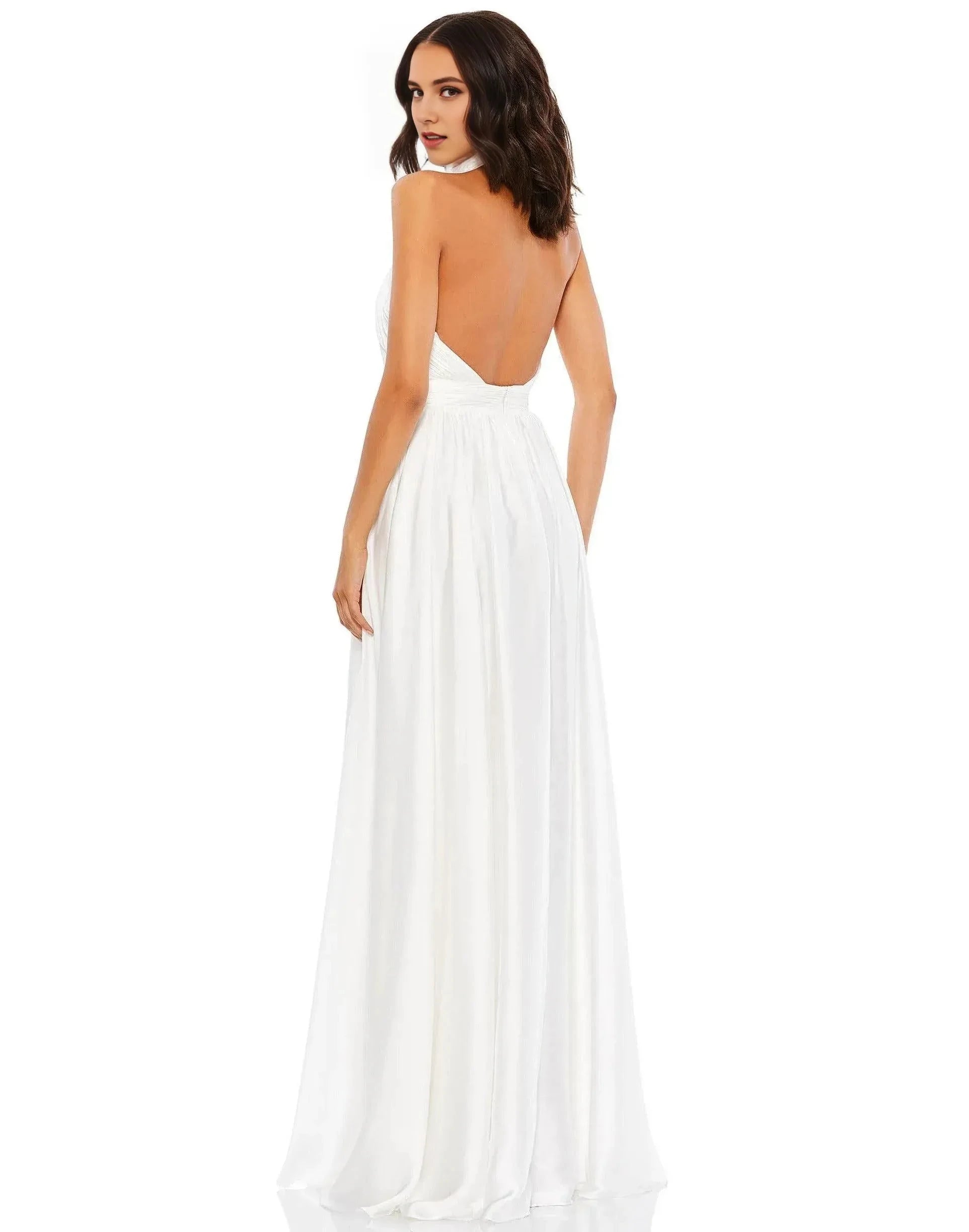 Ethereal A-Line Halter-Neck Sleeveless Open Back Floor Length Prom Dress by YiHuiw