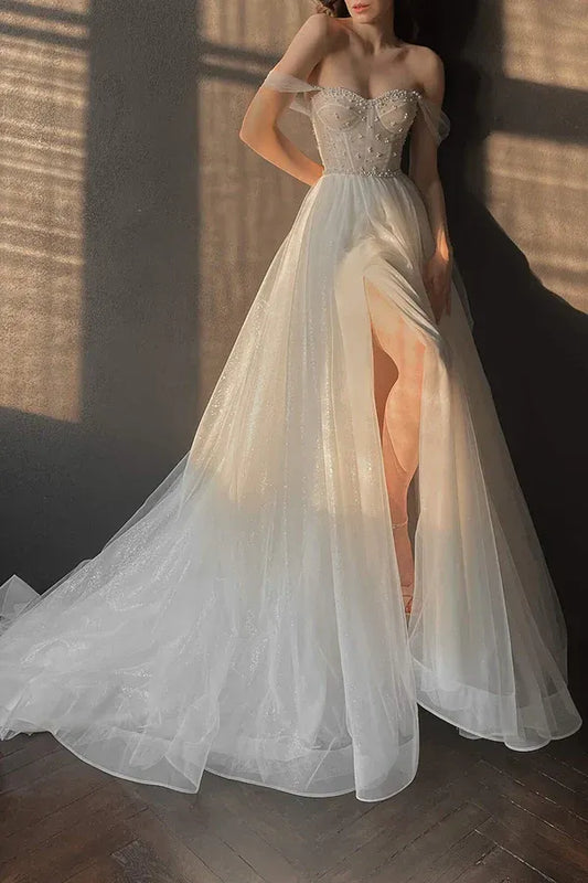 A-Line Sweetheart Floor-Length Wedding Dress - Yihuiw by Yihuiw