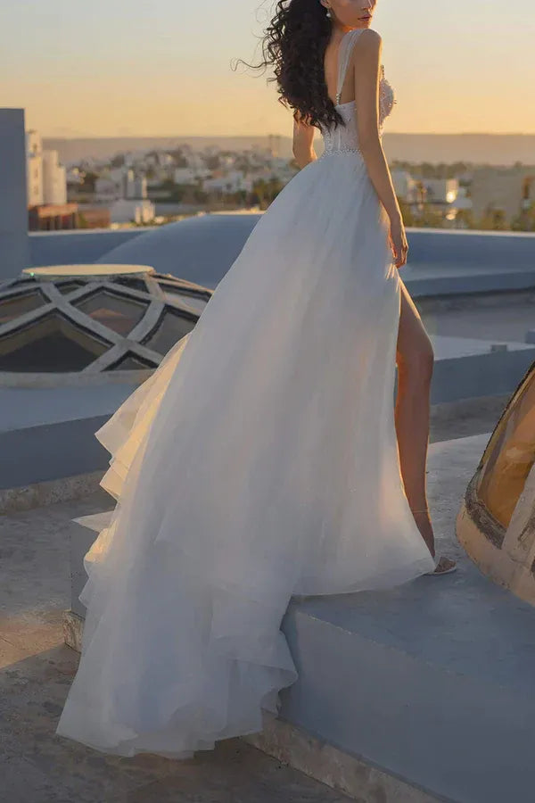 A-Line Sweetheart Floor-Length Wedding Dress - Yihuiw by Yihuiw