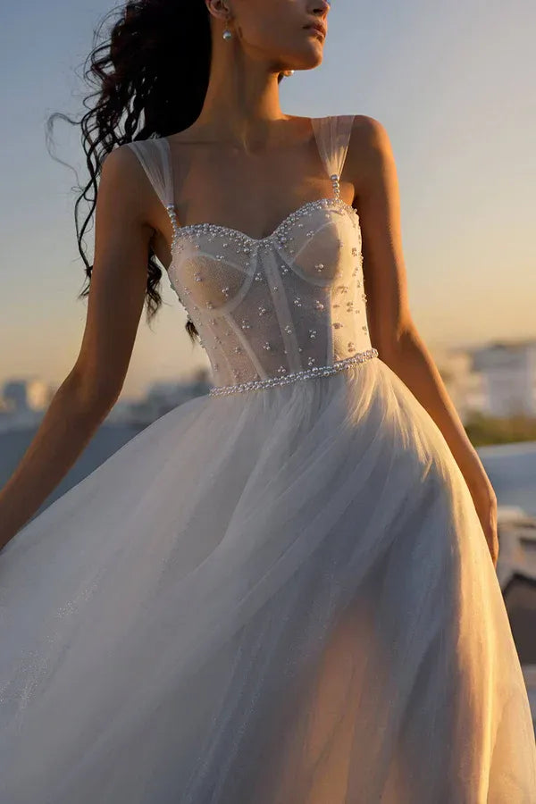 A-Line Sweetheart Floor-Length Wedding Dress - Yihuiw by Yihuiw