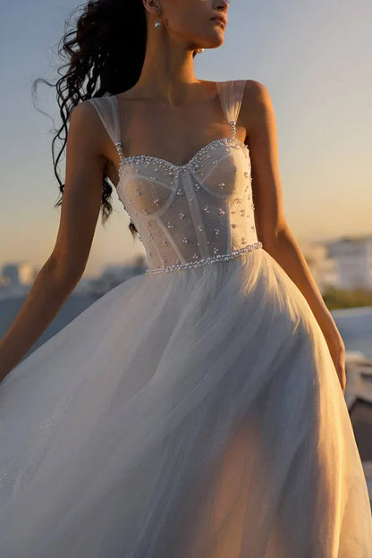 A-Line Sweetheart Floor-Length Wedding Dress - Yihuiw by Yihuiw