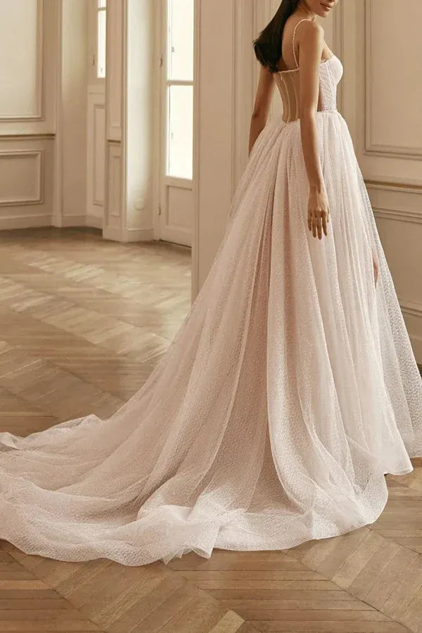 A-Line Sweetheart Floor-Length Wedding Dress - Yihuiw by Yihuiw