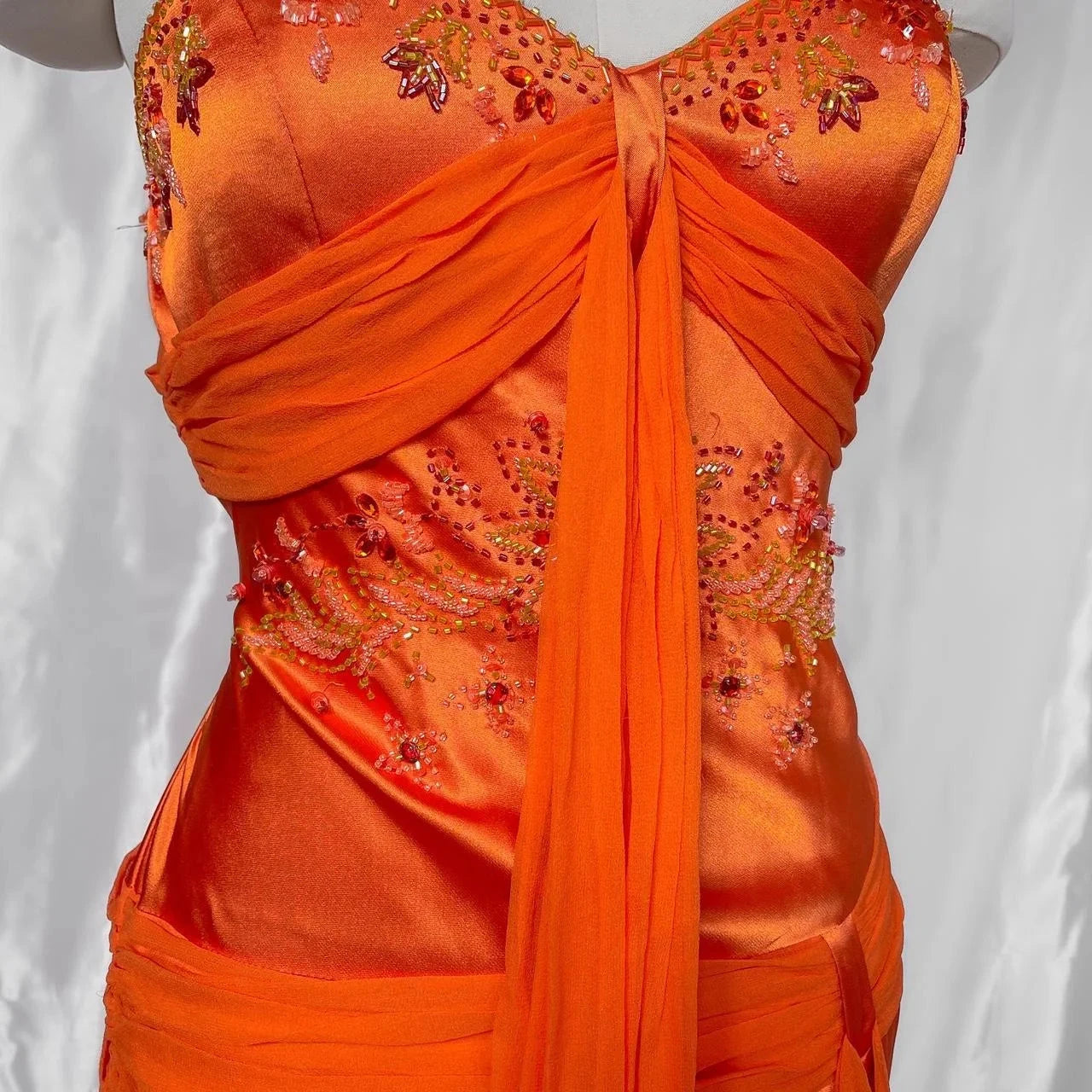 Exquisite Beaded Long Satin Prom dress Evening Dress Party Dress simple gentle atmospheric and unique desi Bring summer colors to enhance whiteness by YiHuiw