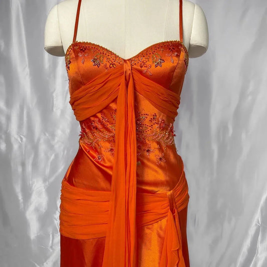 Exquisite Beaded Long Satin Prom dress Evening Dress Party Dress simple gentle atmospheric and unique desi Bring summer colors to enhance whiteness by YiHuiw