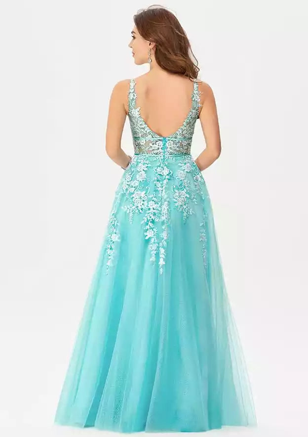 Vestidos de graduación exquisitos y hermosos de satén de gasa con estampado de línea A, detalles de lentejuelas y aire elegante