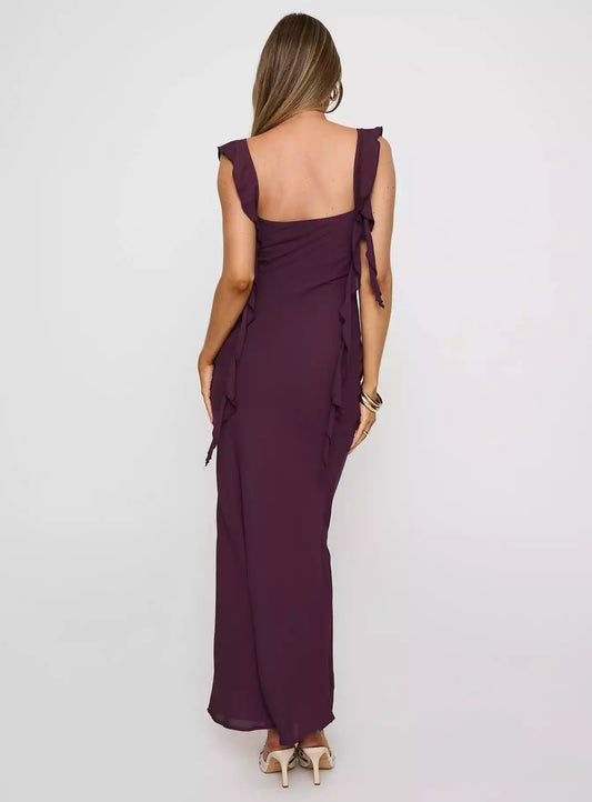 Exquisite ruffle edge pleats, hidden zipper on the side, fixed shoulder straps, fully lined Prom Dresses
