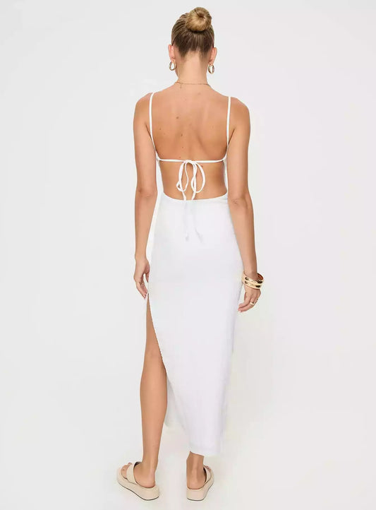 Eye catching adjustable shoulder straps, round neck, exposed back, high slit, fully lined Prom Dresses