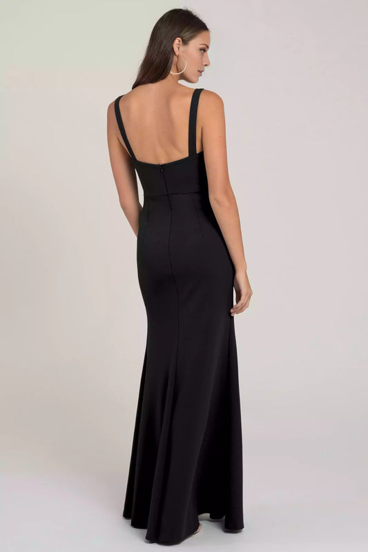 Eye catching wide flat shoulder straps, natural waist, slit tight corset, invisible zipper Prom Dresses