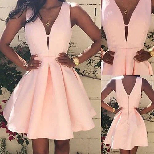 Fabulous Pink Homecoming Dresses Satin Short Prom Dresses Graduation Dresses simple gentle atmospheric and unique desi Bring summer colors to enhance whiteness by YiHuiw