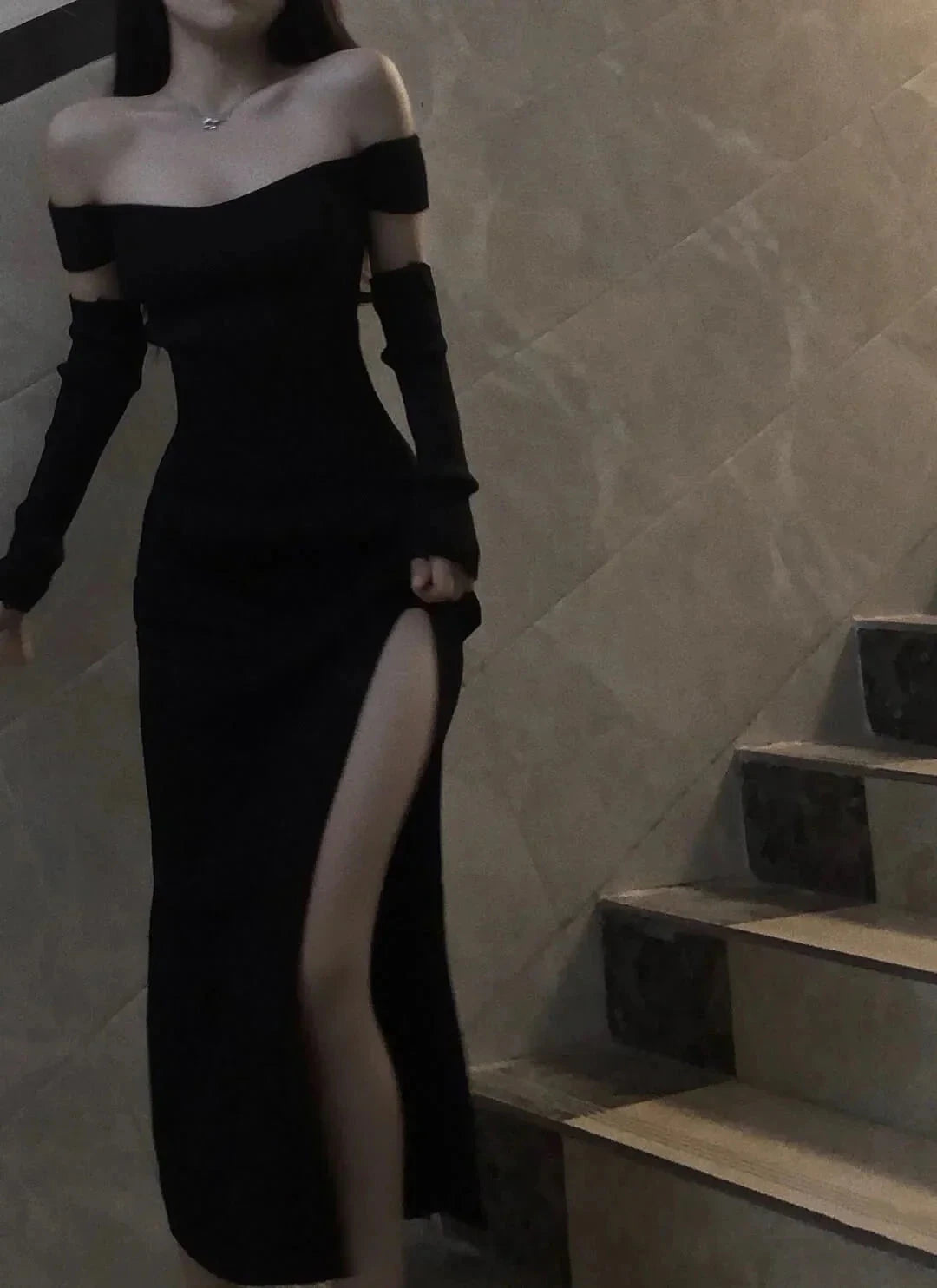 Fancy Black Maxi Dress Mermaid Off Shoulder Gala Dresses Elegant simple gentle atmospheric and unique desi Bring summer colors to enhance whiteness by YiHuiw