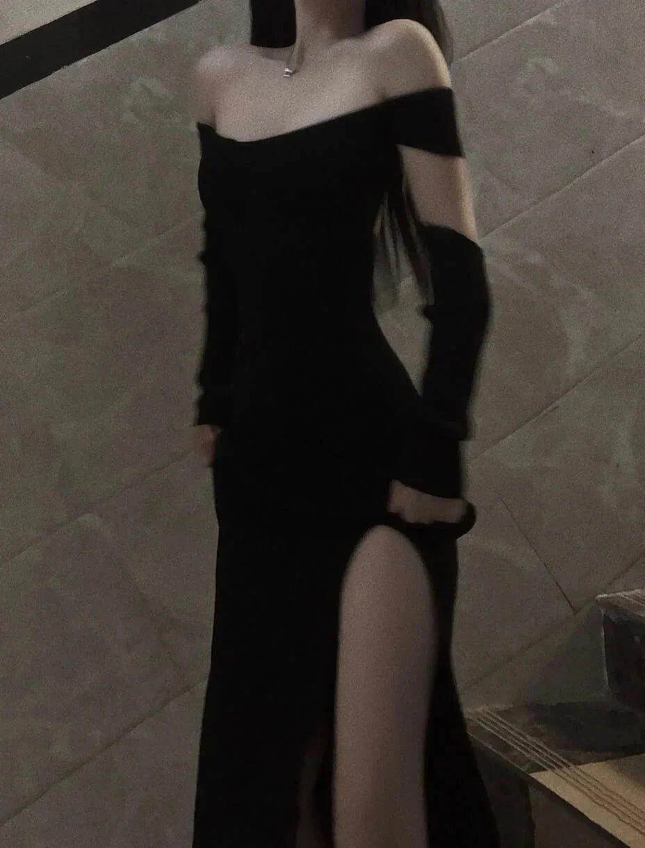 Fancy Black Maxi Dress Mermaid Off Shoulder Gala Dresses Elegant simple gentle atmospheric and unique desi Bring summer colors to enhance whiteness by YiHuiw