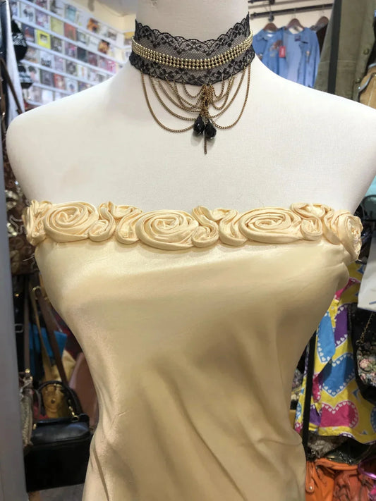 Fashion Floral Neckline Vintage Elegant Straps Long Satin Prom Dress Evening Dress simple gentle atmospheric and unique desi Bring summer colors to enhance whiteness by YiHuiw