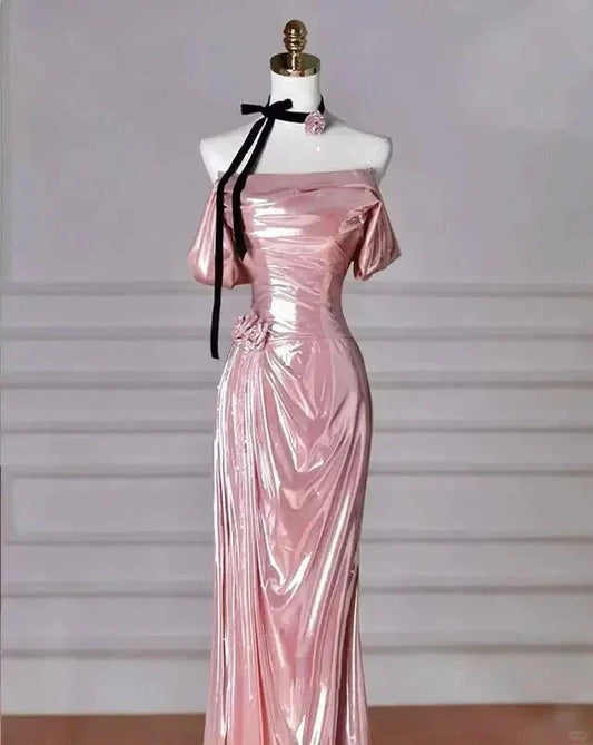 Fashion Long Satin Mermaid Slim Fit Evening Dress Birthday Party Dress simple gentle atmospheric and unique desi Bring summer colors to enhance whiteness by YiHuiw