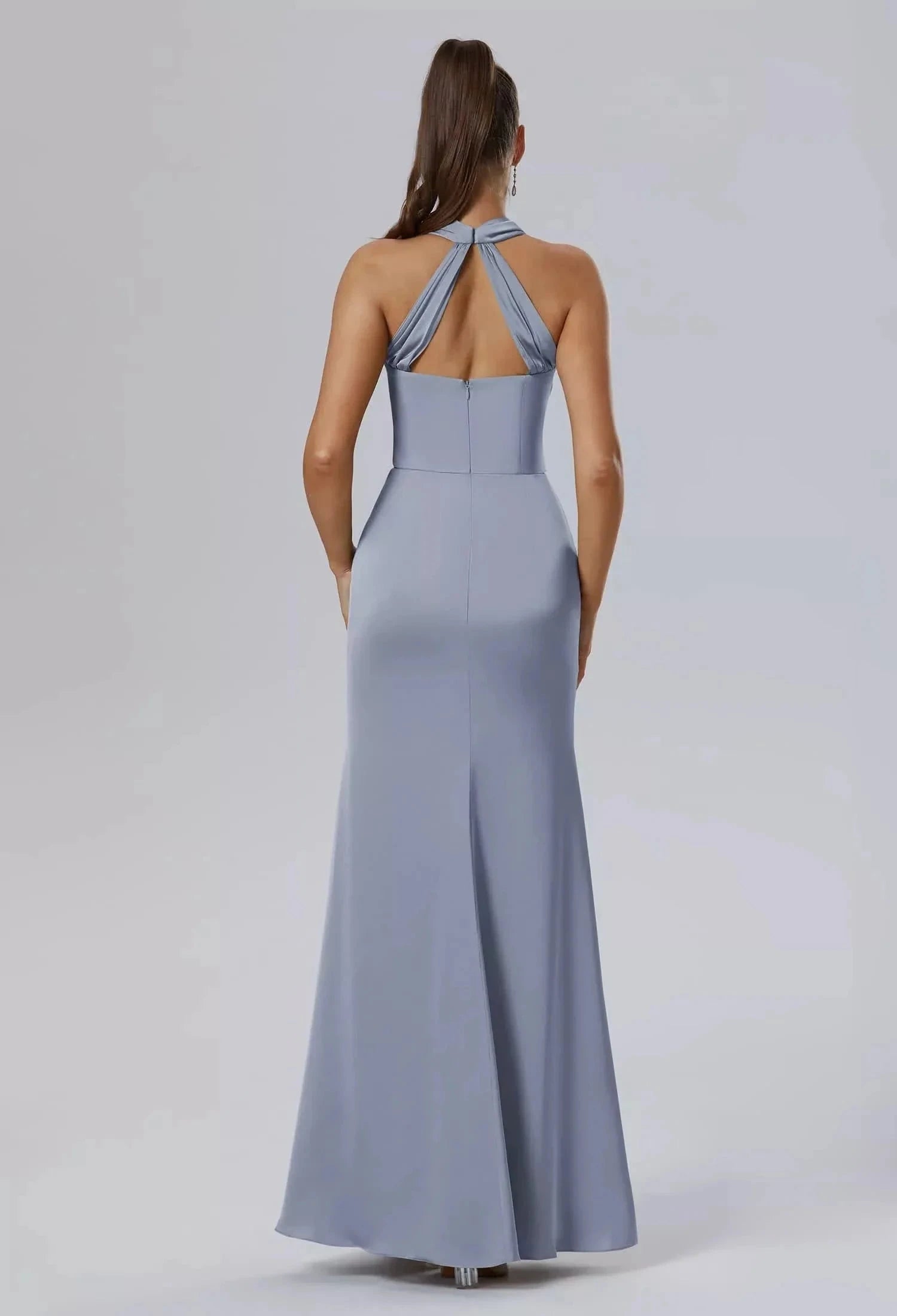 Fashion Mermaid Bateau Neck Sleeveless Side Slit Back Zip Floor Length Bridesmaid Dresses by YiHuiw